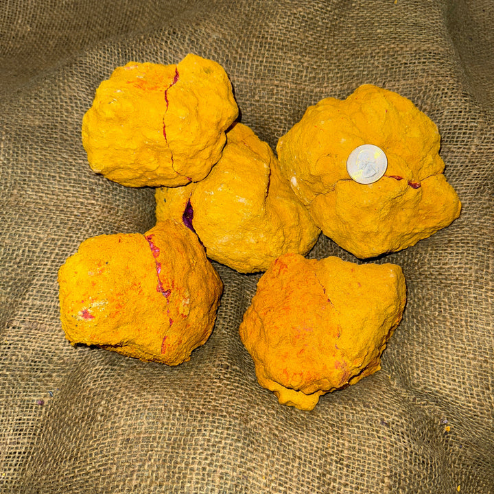 Dyed Quartz Yellow Geode with Pink Center (4"-5") (G5)