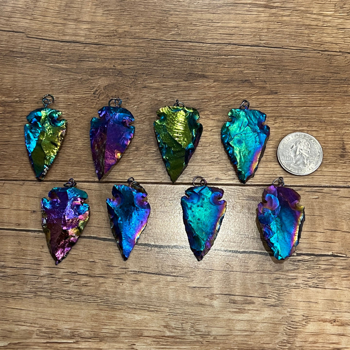 Rainbow Mystic Obsidian Arrowhead Pendant