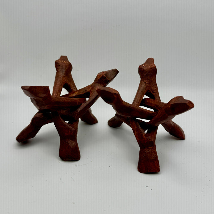 (1) 4" Carved Wood Tripod Cobra Stand Three Prong Display for Crystal Spheres, Eggs, or Balls