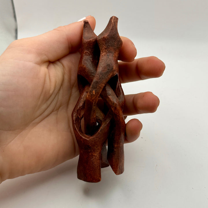 (1) 4" Carved Wood Tripod Cobra Stand Three Prong Display for Crystal Spheres, Eggs, or Balls