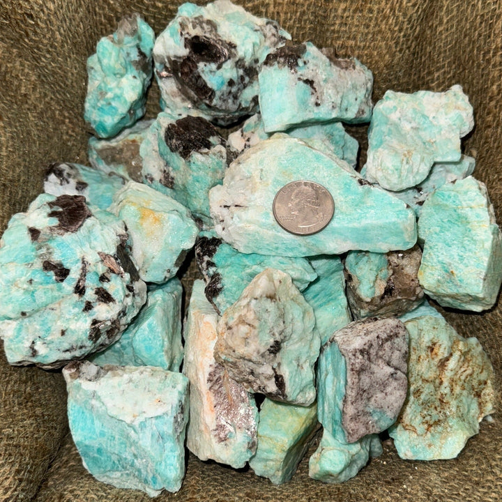 Brazilian Amazonite with Black Tourmaline Inclusions (LARGE) (By the Pound)