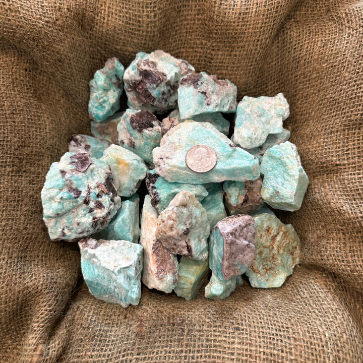 Brazilian Amazonite with Black Tourmaline Inclusions (LARGE) (By the Pound)