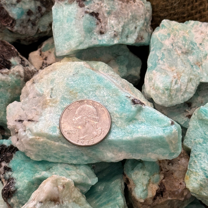 Brazilian Amazonite with Black Tourmaline Inclusions (LARGE) (By the Pound)