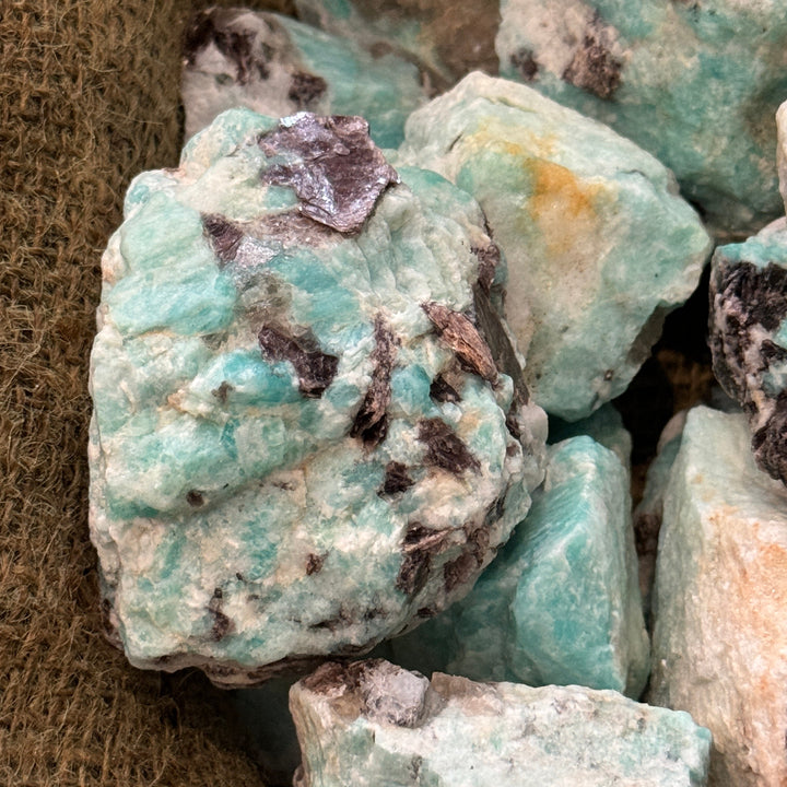 Brazilian Amazonite with Black Tourmaline Inclusions (LARGE) (By the Pound)