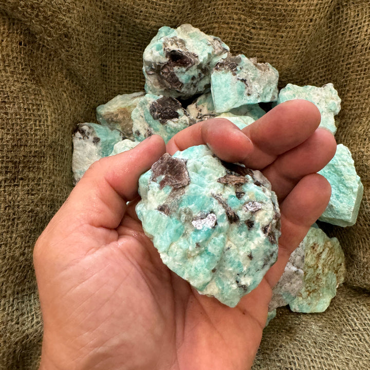 Brazilian Amazonite with Black Tourmaline Inclusions (LARGE) (By the Pound)