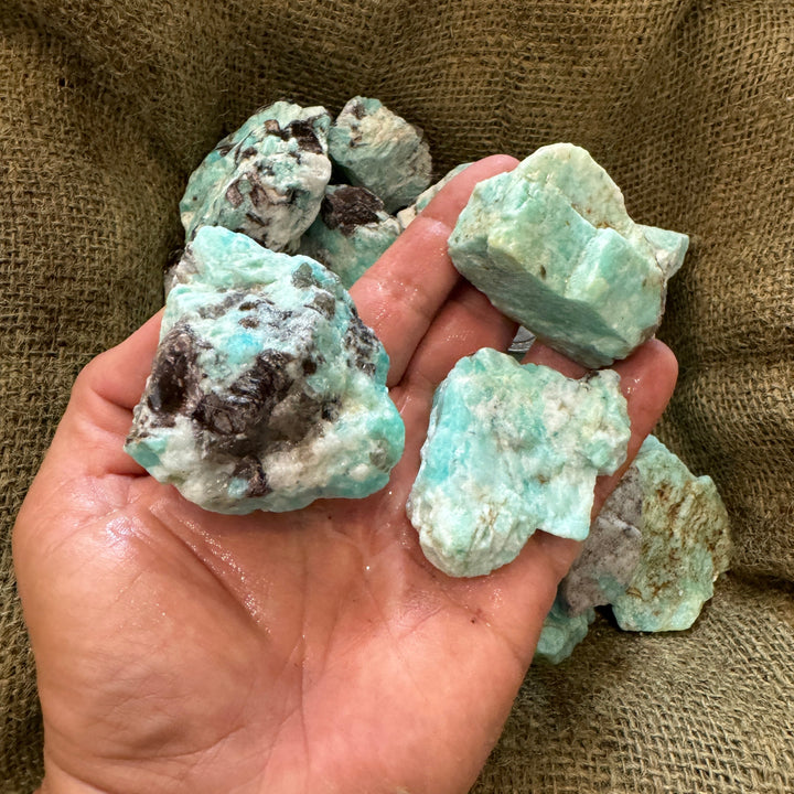 Brazilian Amazonite with Black Tourmaline Inclusions (LARGE) (By the Pound)