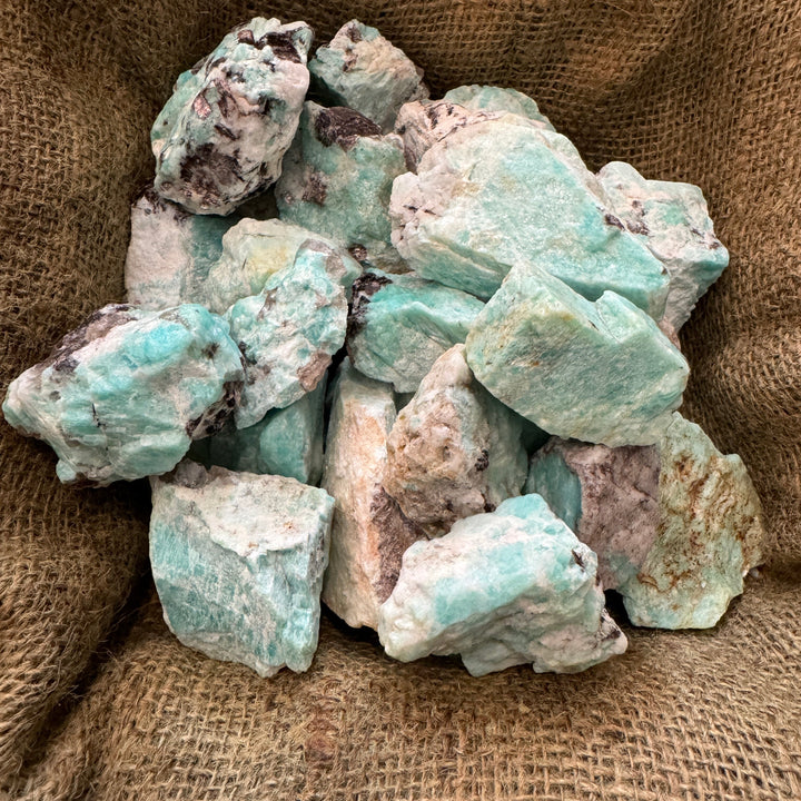 Brazilian Amazonite with Black Tourmaline Inclusions (LARGE) (By the Pound)