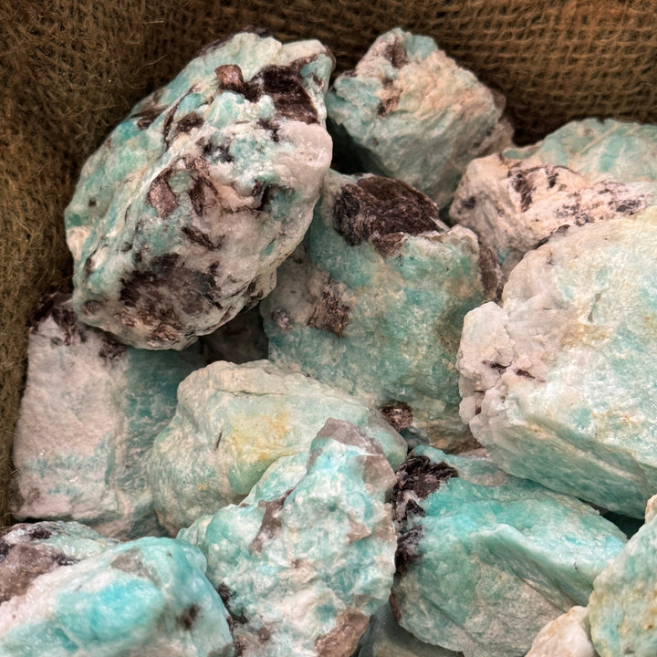 Brazilian Amazonite with Black Tourmaline Inclusions (LARGE) (By the Pound)