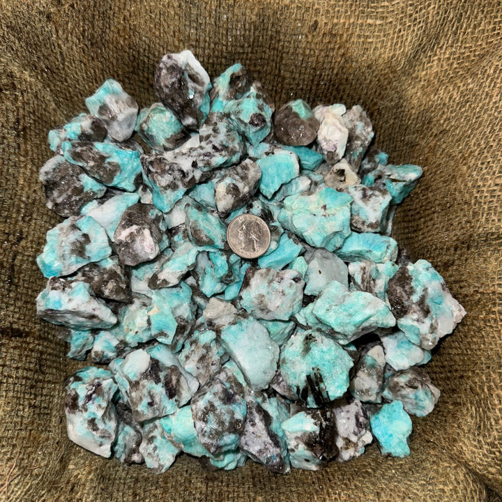 Brazilian Amazonite with Black Tourmaline Inclusions (By the Pound)