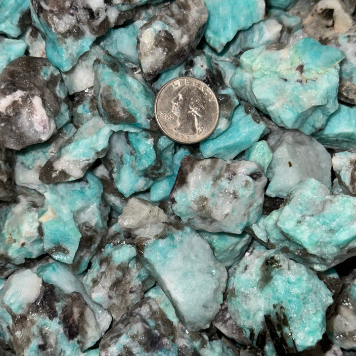Brazilian Amazonite with Black Tourmaline Inclusions (By the Pound)