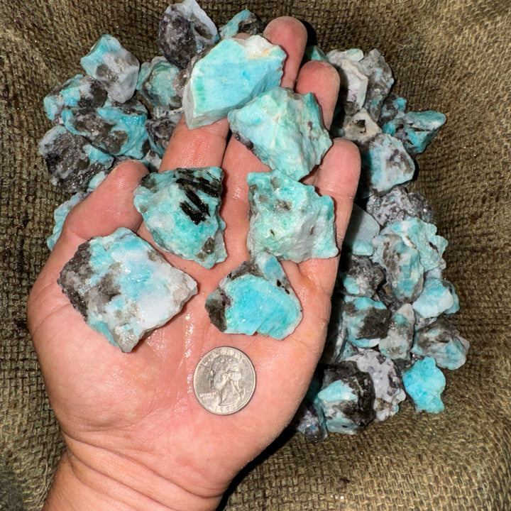 Brazilian Amazonite with Black Tourmaline Inclusions (By the Pound)