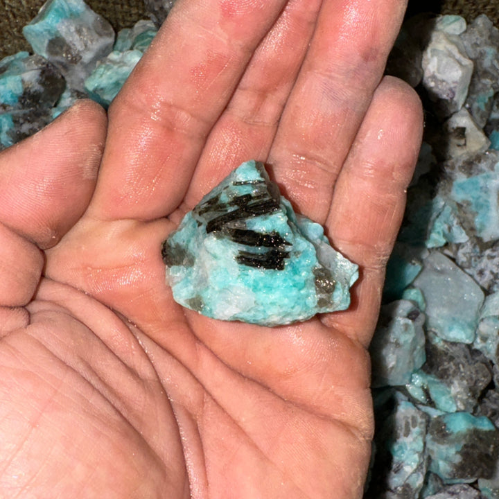 Brazilian Amazonite with Black Tourmaline Inclusions (By the Pound)