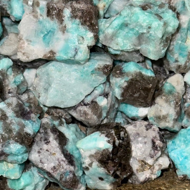 Brazilian Amazonite with Black Tourmaline Inclusions (By the Pound)