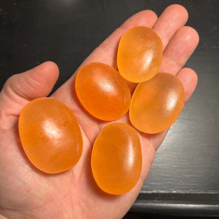 Orange Selenite Palm Stone