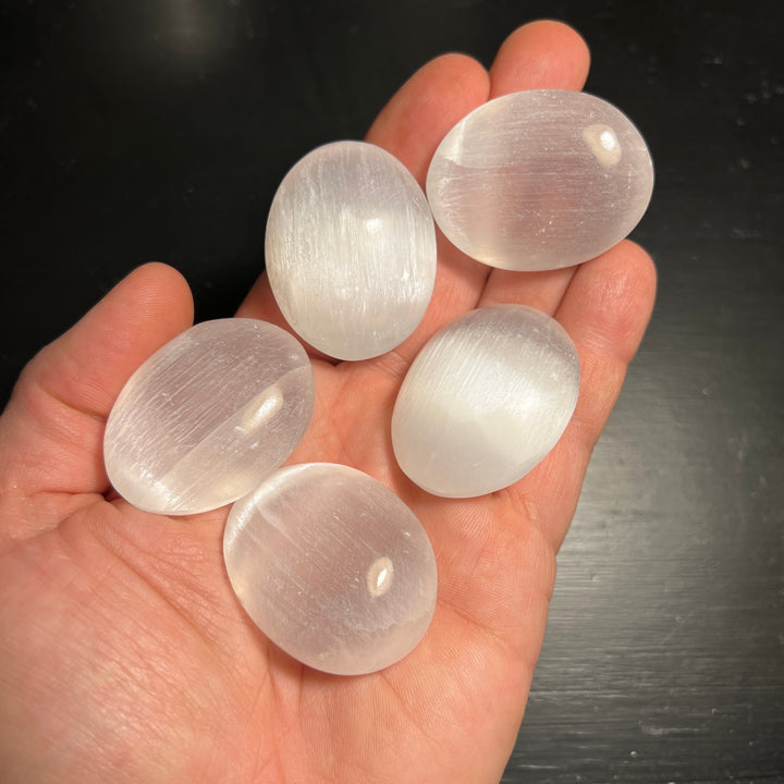 Pack of (5) Selenite Palm Stones