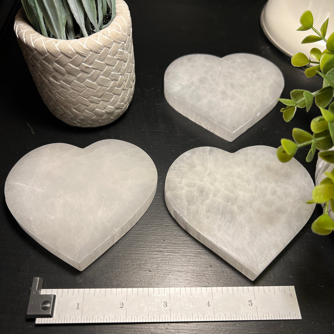 Selenite Flat Heart