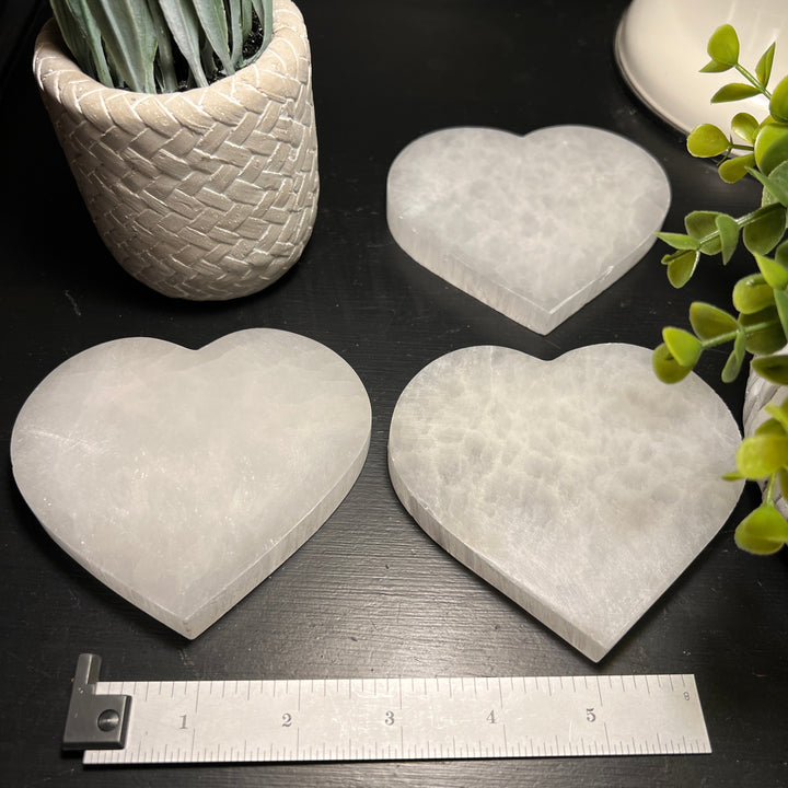 Selenite Flat Heart