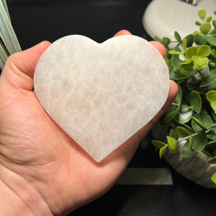 Selenite Flat Heart