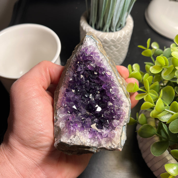 Amethyst Cut Base Size 2 (.80 - 1.2 lbs) Amethyst Druze Geode - Home Decor