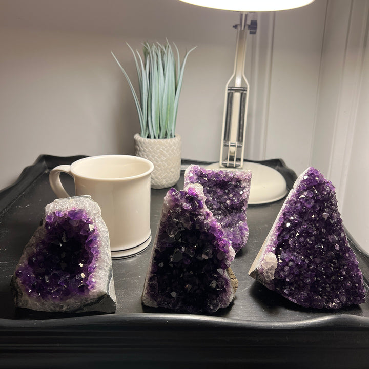 Amethyst Cut Base Size 3 (1.3 - 1.8 lbs) Amethyst Druze Geode - Home Decor