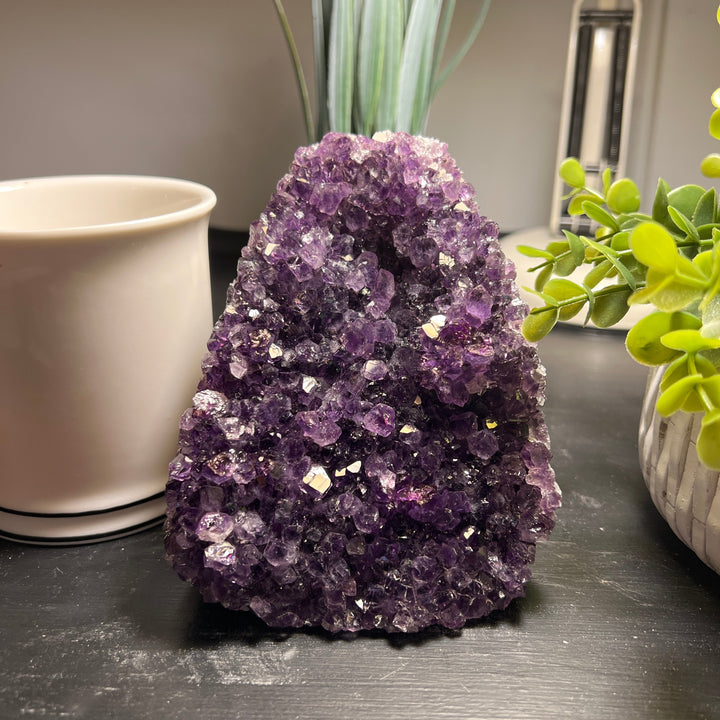 Amethyst Cut Base Size 4 (1.8 - 2.5 lbs) Amethyst Druze Geode - Home Decor