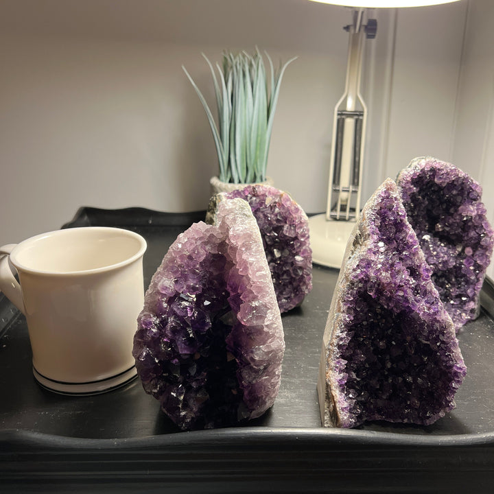 Amethyst Cut Base Size 4 (1.8 - 2.5 lbs) Amethyst Druze Geode - Home Decor