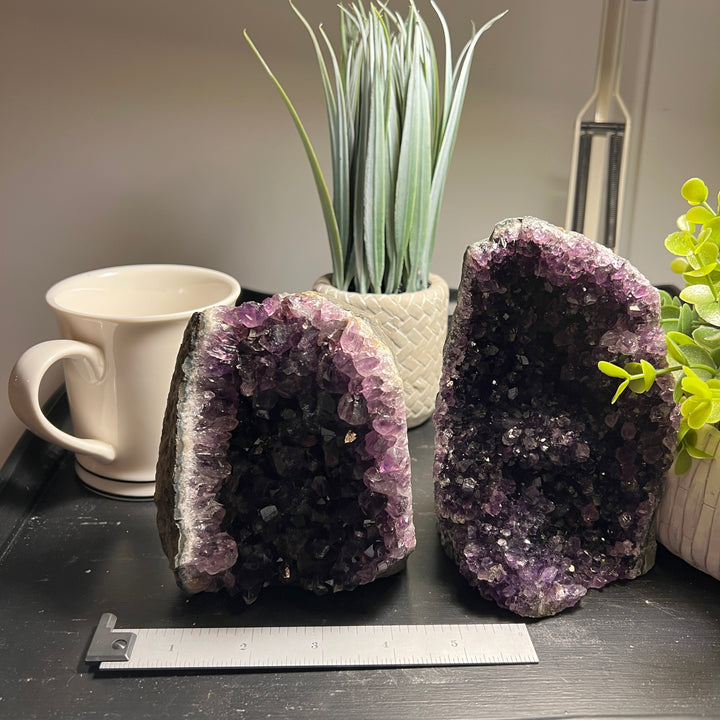 Amethyst Cut Base Size 4 (1.8 - 2.5 lbs) Amethyst Druze Geode - Home Decor