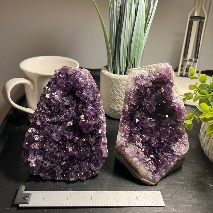 Amethyst Cut Base Size 4 (1.8 - 2.5 lbs) Amethyst Druze Geode - Home Decor