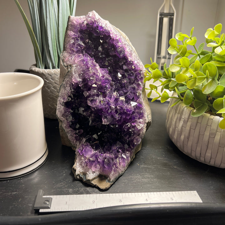 Amethyst Cut Base Size 6 (3.5 - 5.5 lbs) Amethyst Druze Geode - Home Decor