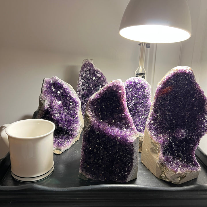 Amethyst Cut Base Size 6 (3.5 - 5.5 lbs) Amethyst Druze Geode - Home Decor