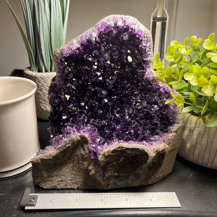 Amethyst Cut Base Size 6 (3.5 - 5.5 lbs) Amethyst Druze Geode - Home Decor