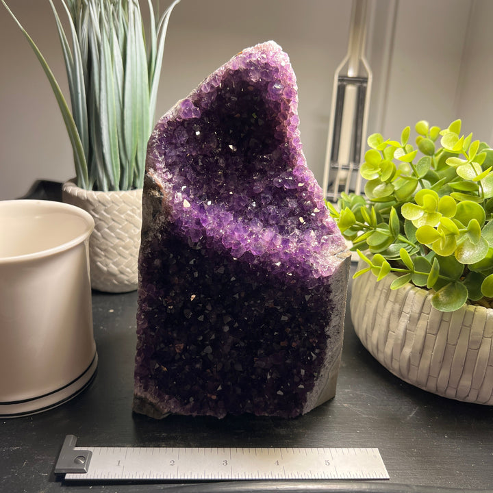 Amethyst Cut Base Size 6 (3.5 - 5.5 lbs) Amethyst Druze Geode - Home Decor