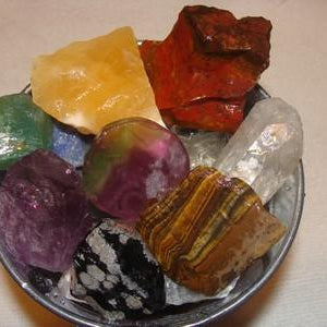 Metal Bucket Full of Rocks and Gemstones