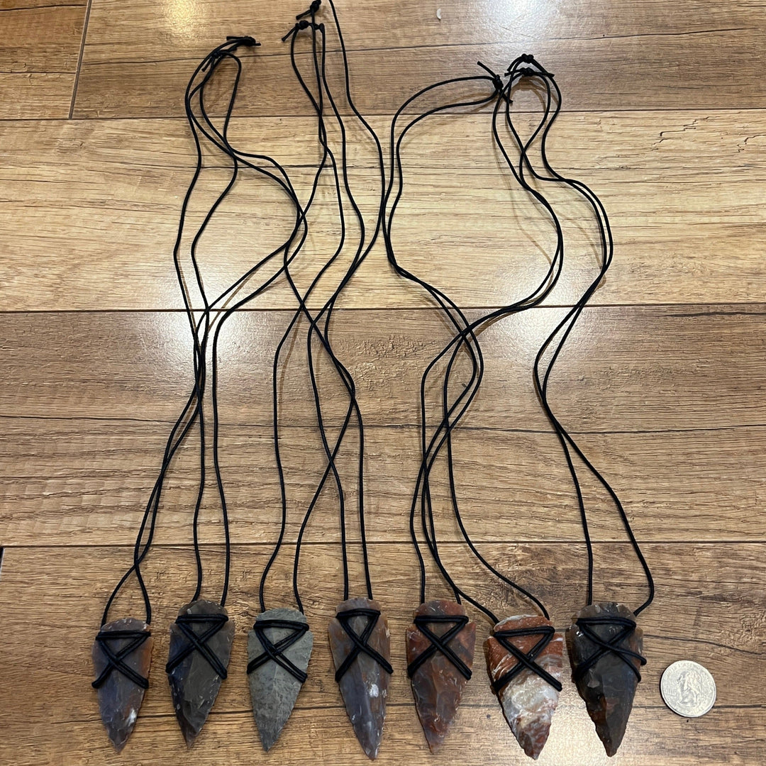 Agate Arrowhead Necklace with Cord