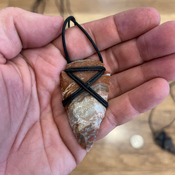 Agate Arrowhead Necklace with Cord