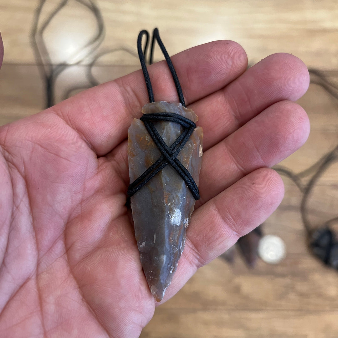 Agate Arrowhead Necklace with Cord