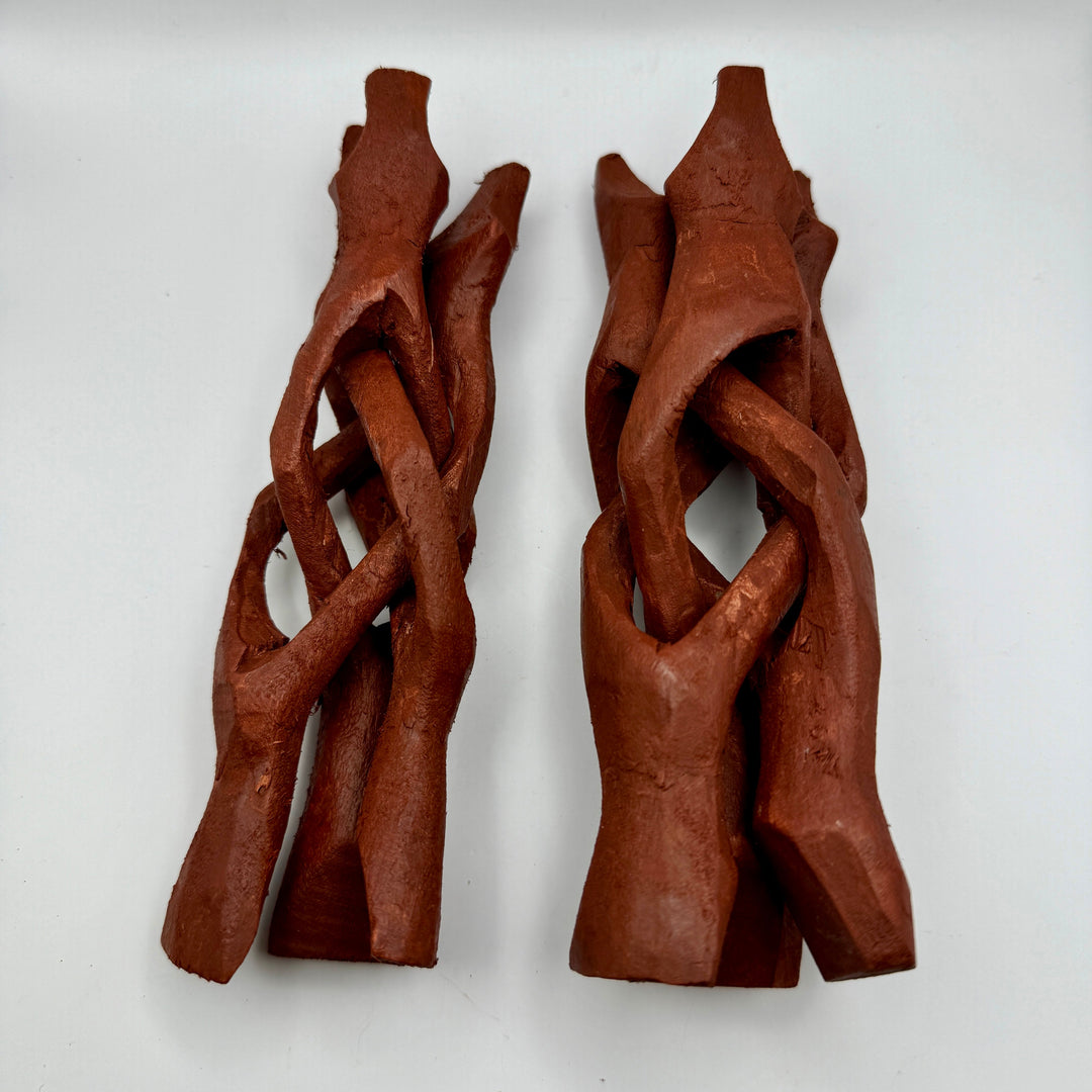 (1) 6" Carved Wood Tripod Cobra Stand Three Prong Display for Crystal Spheres, Eggs, or Balls