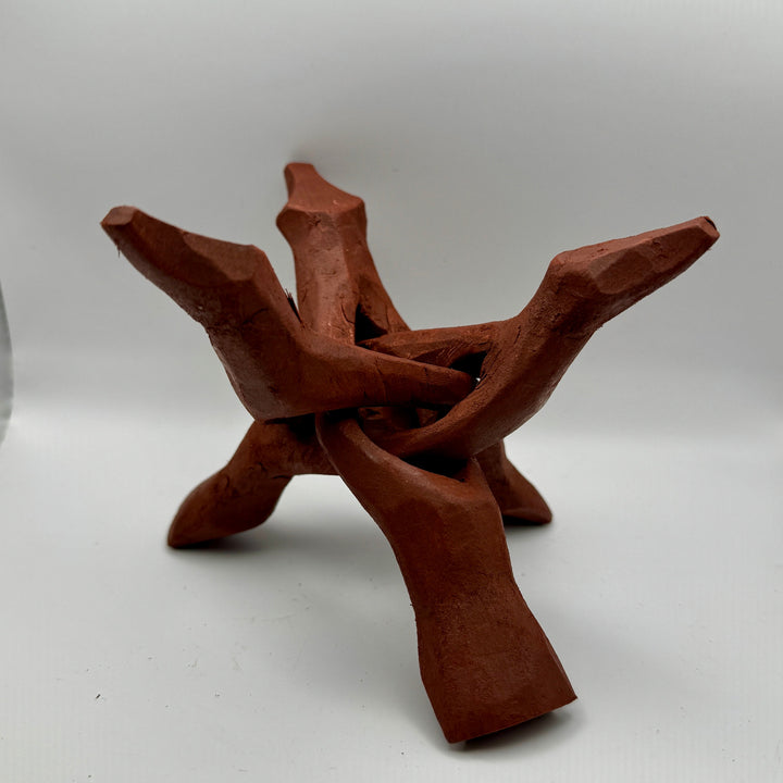 (1) 6" Carved Wood Tripod Cobra Stand Three Prong Display for Crystal Spheres, Eggs, or Balls