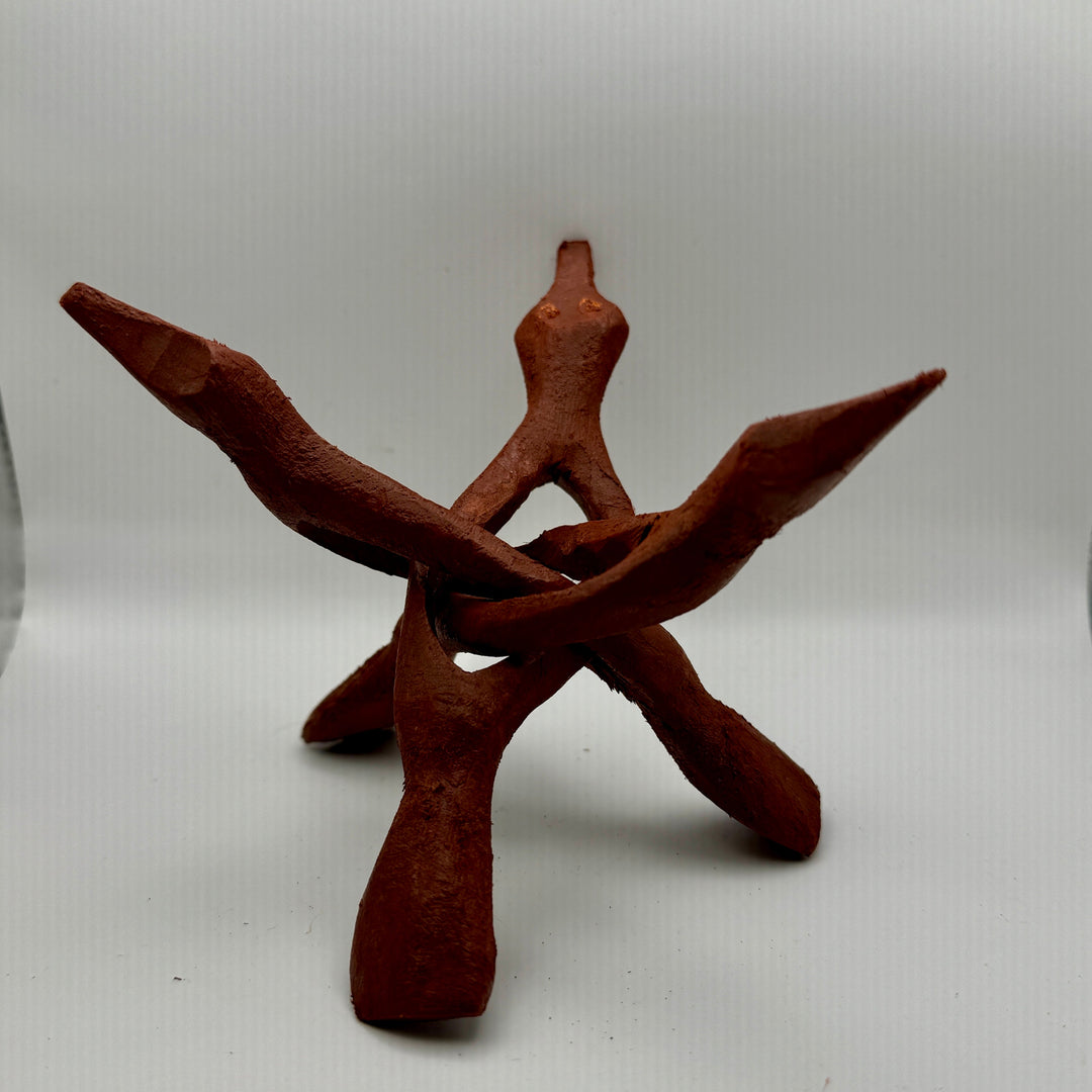 (1) 6" Carved Wood Tripod Cobra Stand Three Prong Display for Crystal Spheres, Eggs, or Balls