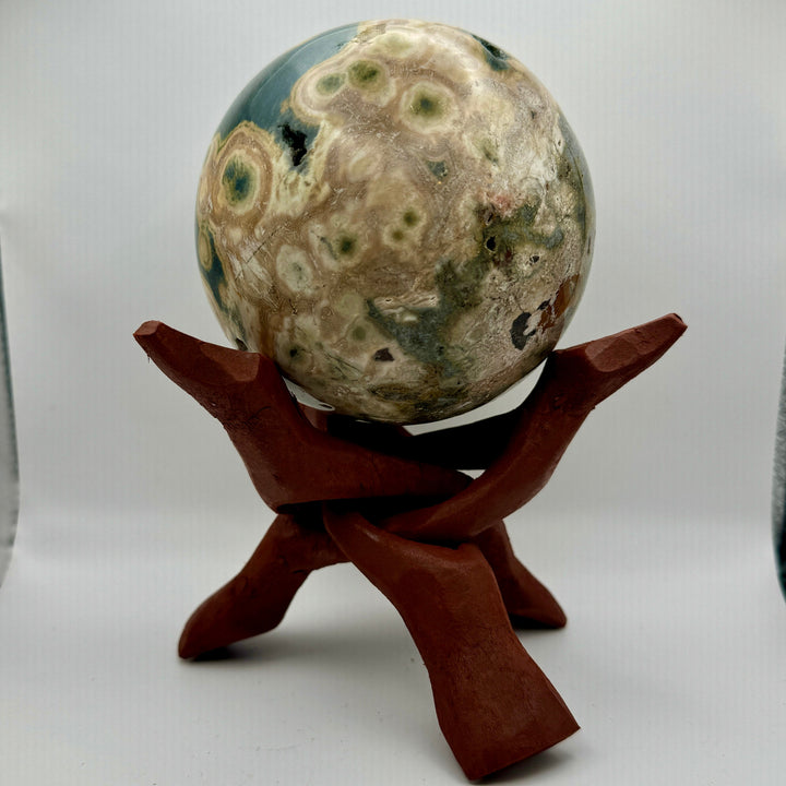 (1) 6" Carved Wood Tripod Cobra Stand Three Prong Display for Crystal Spheres, Eggs, or Balls
