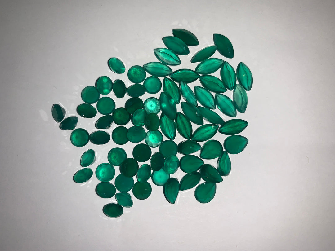 Faceted Green Onyx - Mixed Sizes (10 Carat Lot)