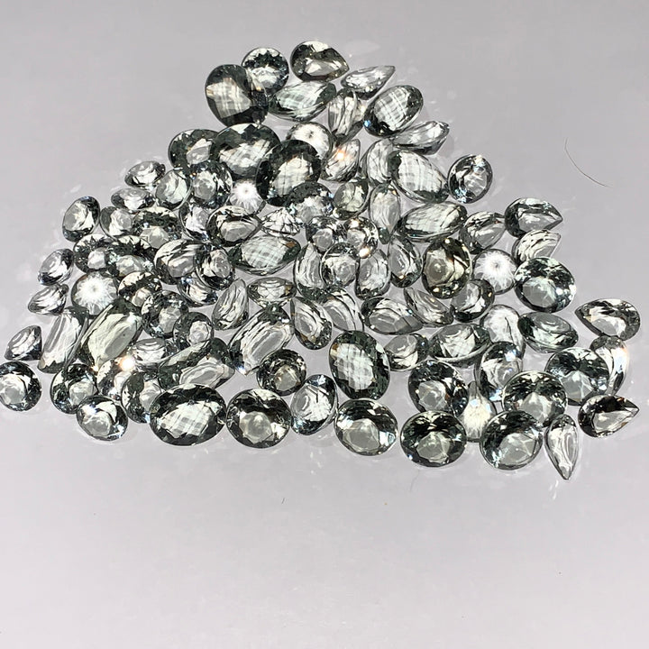 Faceted Prasiolite Quartz - Mixed Sizes (10 Carat Lot)
