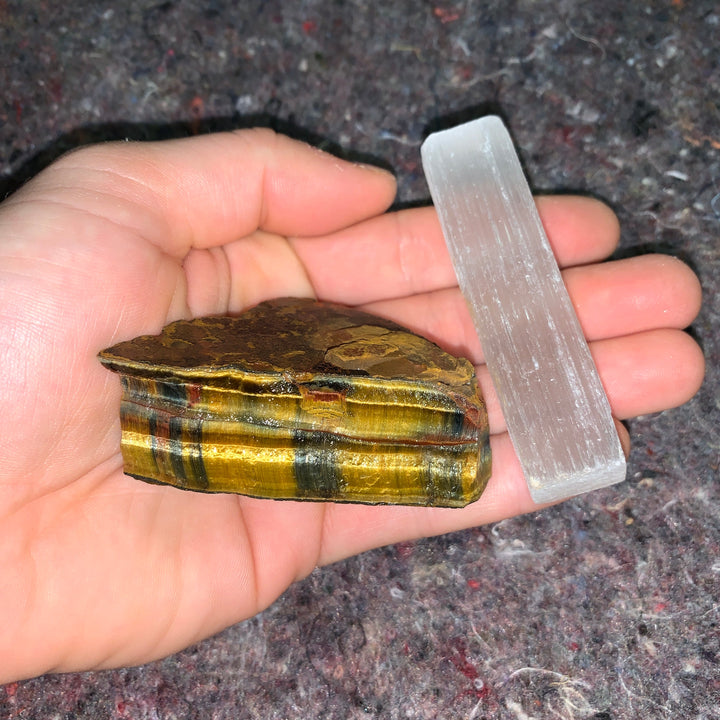Charged Gold/Blue Tiger Eye Single Stone