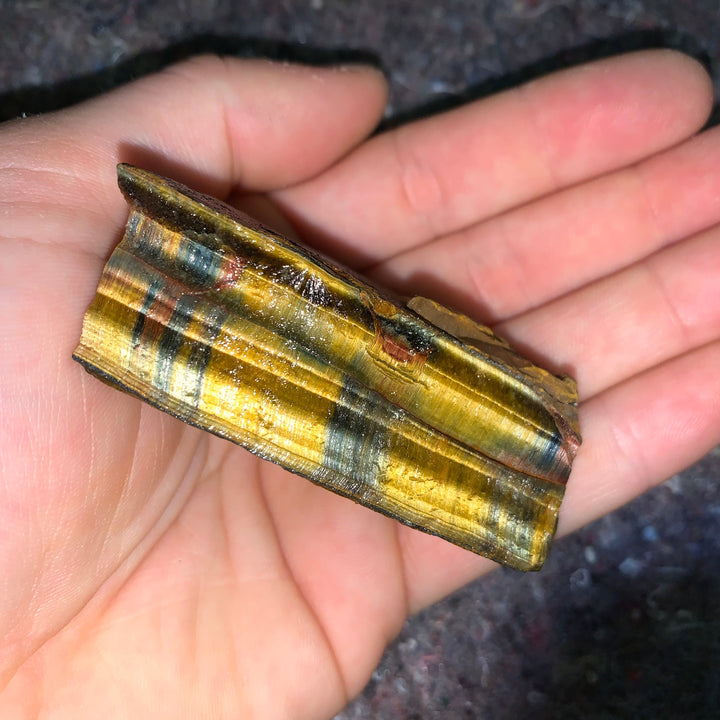 Charged Gold/Blue Tiger Eye Single Stone