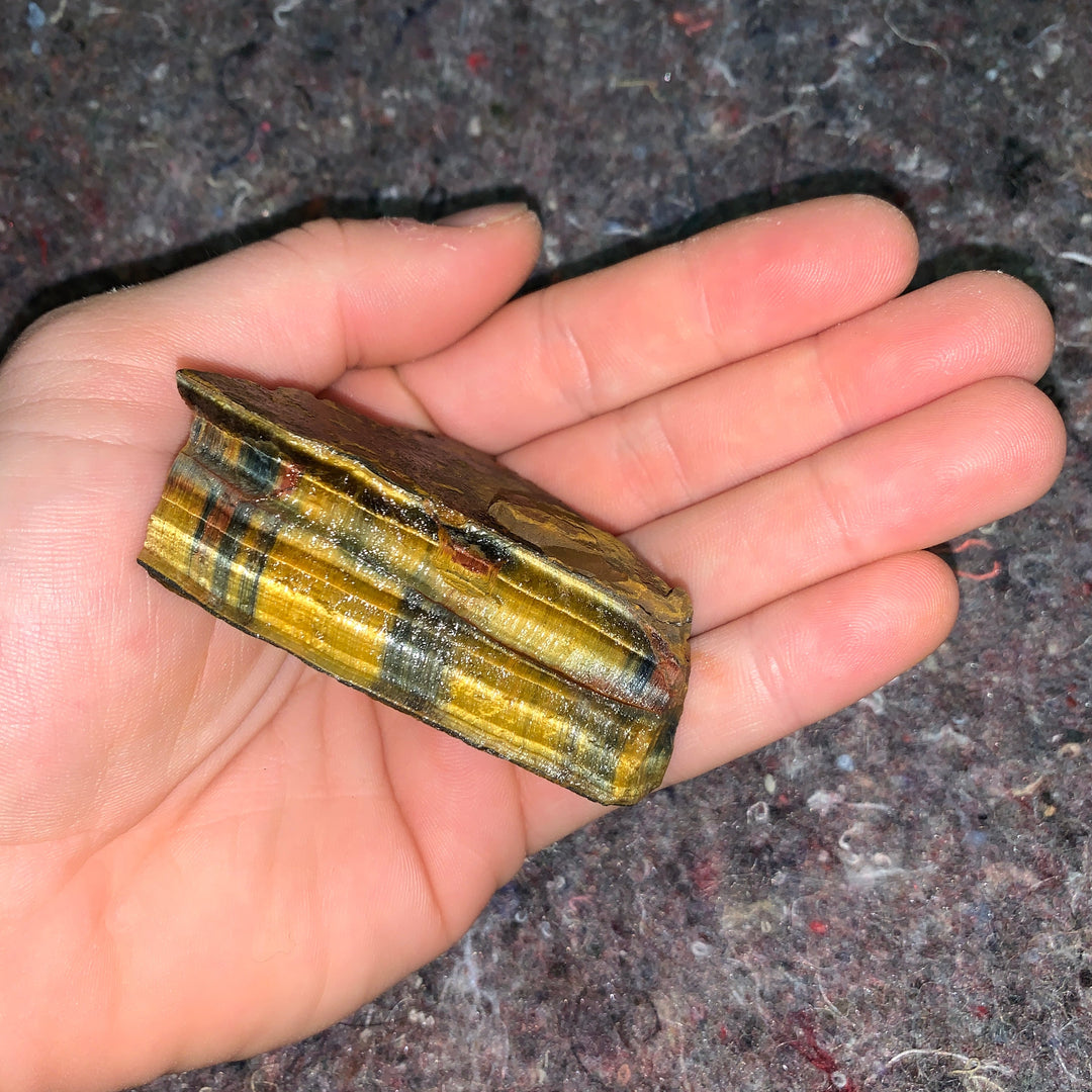Charged Gold/Blue Tiger Eye Single Stone